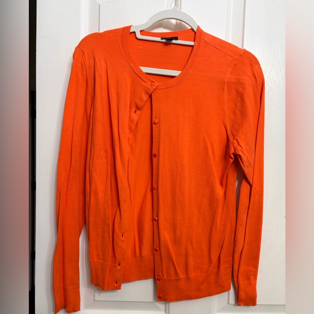 Ann Taylor Factory Vibrant Orange Button-Front Cardigan